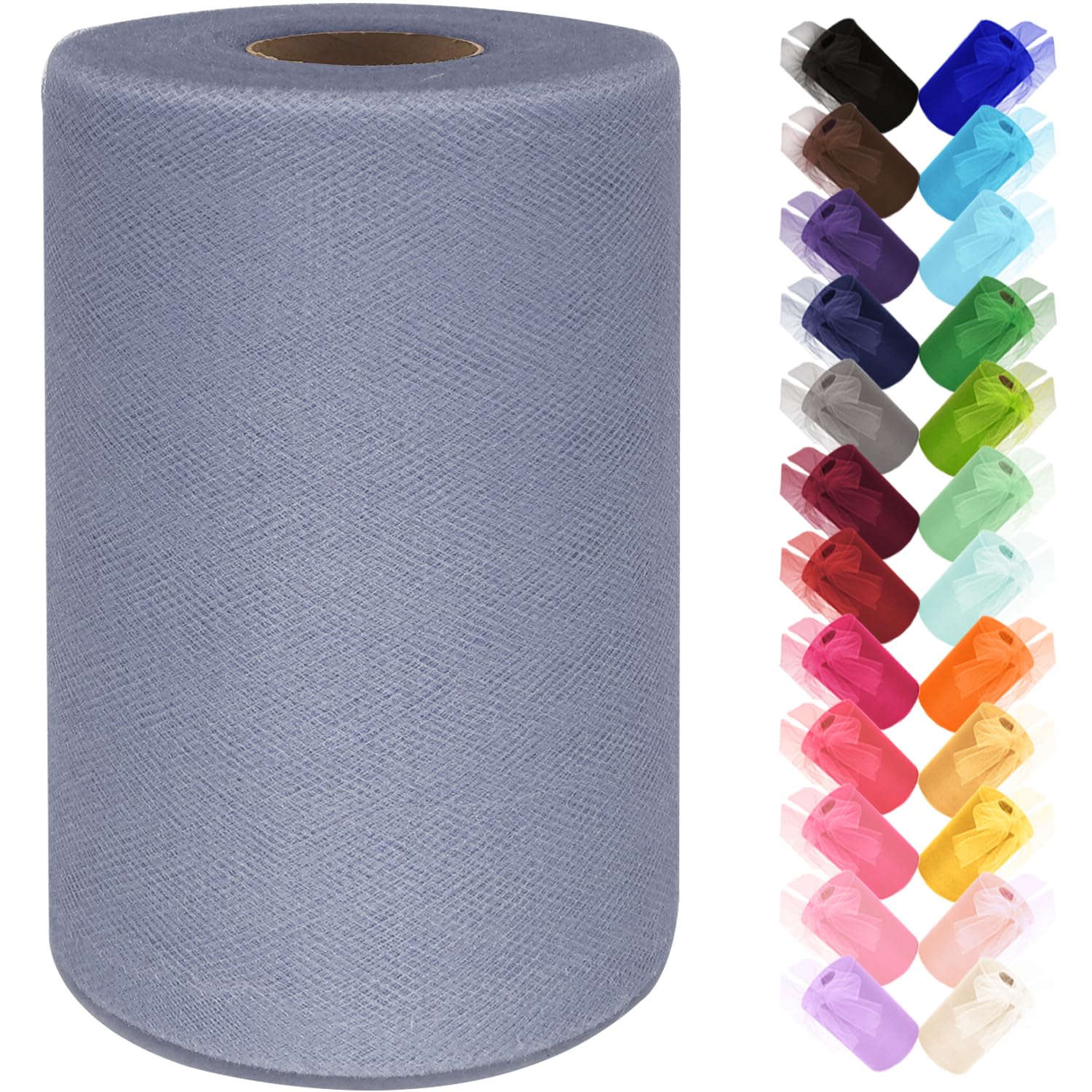 Black Tulle Fabric Roll 6 Inch by 100 Yards (300 ft) Tulle Ribbon Sheer Mesh Netting for DIY Tutu Skirt Gift Wrapping Wedding Baby Shower Birthday Halloween Party Decorations Crafts, 34 Colors (Black)