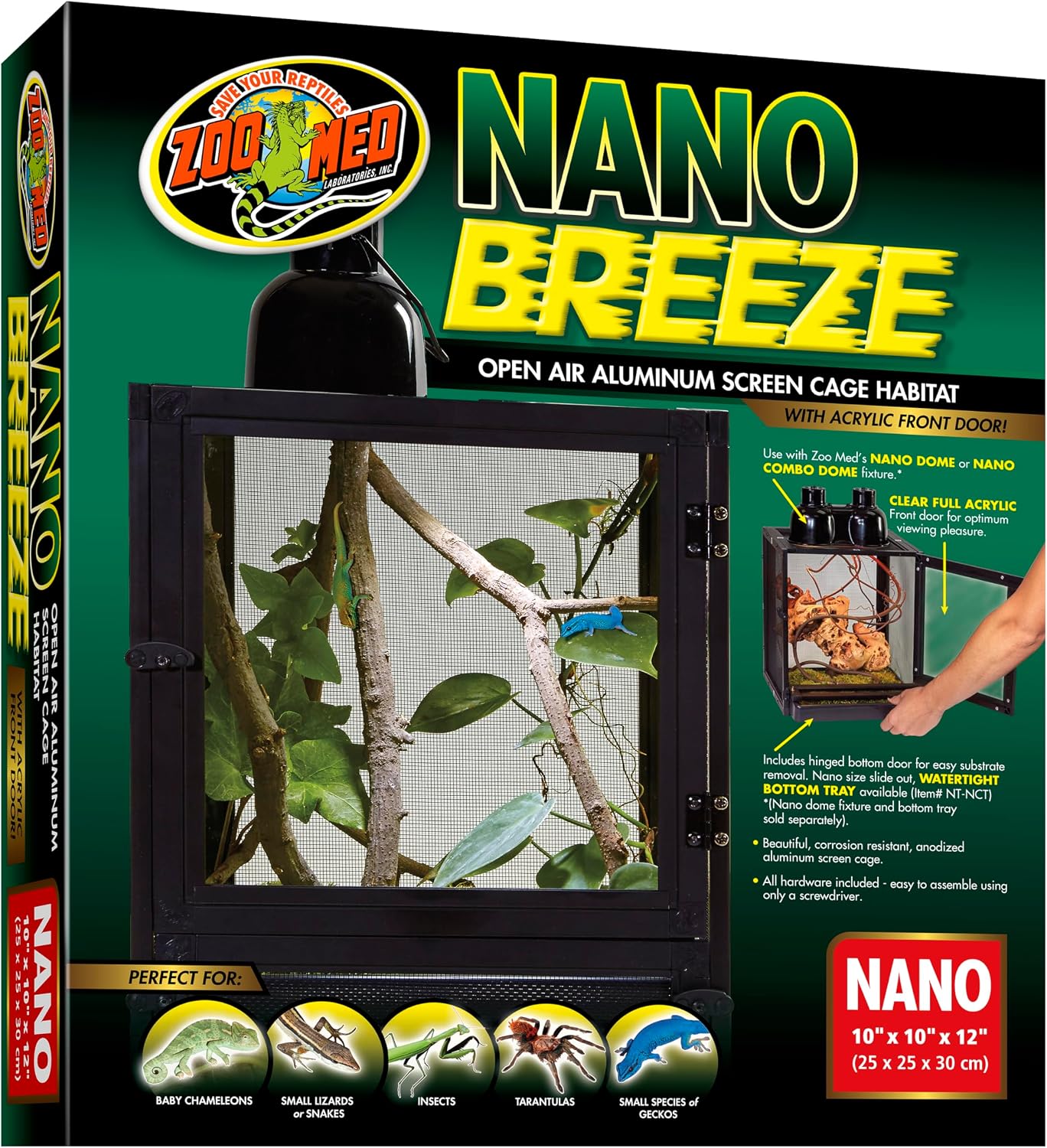 Zoo Med Labs Nano Breeze Alumuninum Screen Cage 10 x 10 x 12