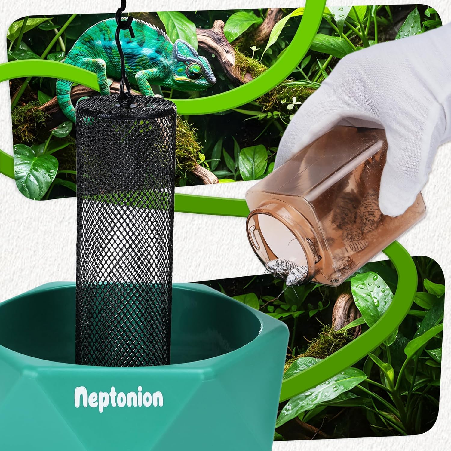【Metered Dose; ~0.4 g/Press】 Reptile Calcium Powder Mixer, Cricket Keeper Dispenser Feeder, One-Click No-Mess Duster for Chameleon, Gecko, Lizard & Frog