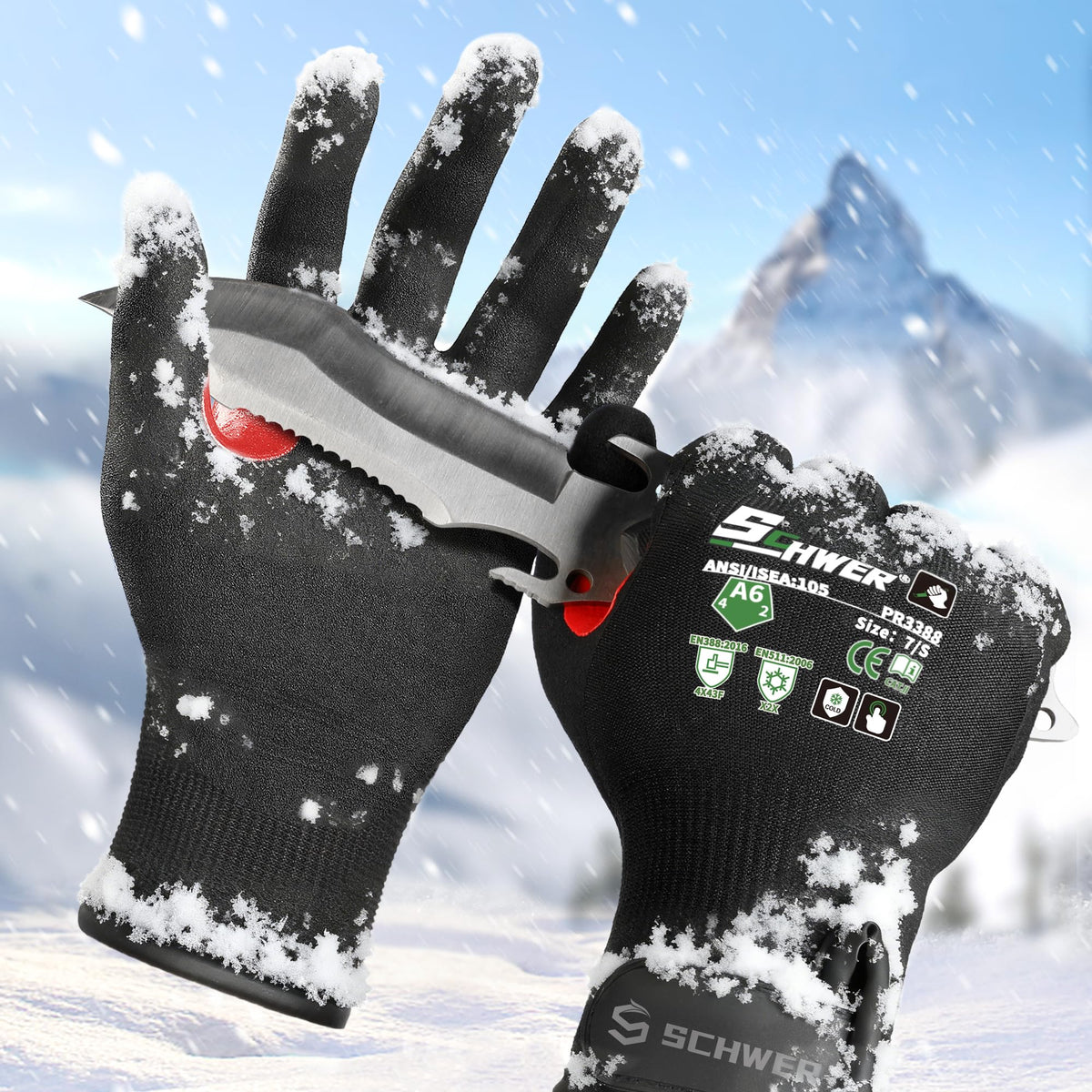 Schwer ProGuard High Level Cut Resistant Work Gloves for Extreme Protection, ANSI A9 Cut Gloves with Reinforced Thumb, Non Slip, Breathable, Durable, Touch-screen, Black 1 Pair（L 3326
