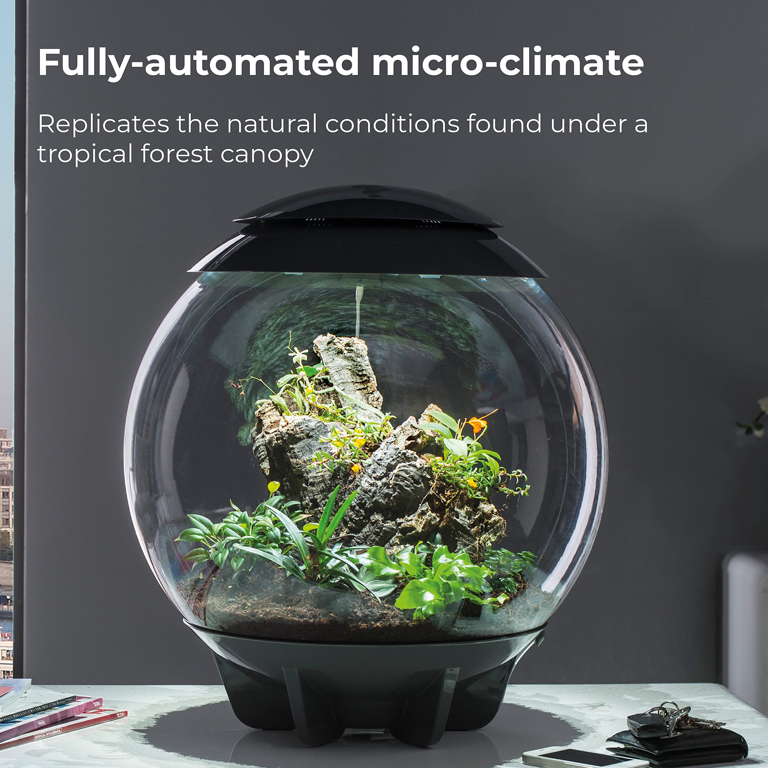 biOrb biOrbAIR 60 LED Terrarium - 16 gallon, grey,46148